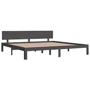 vidaXL Lovos rėmas, pilkas, 200x200cm, pu&scaron;ies medienos masyvas