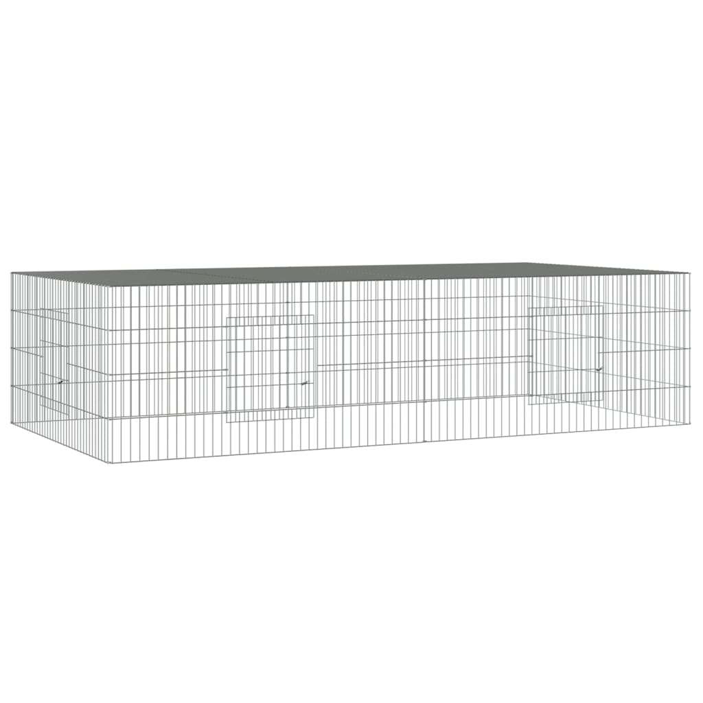 vidaXL Konijnenkooi met 2 panelen 220x110x55 cm gegalvaniseerd ijzer