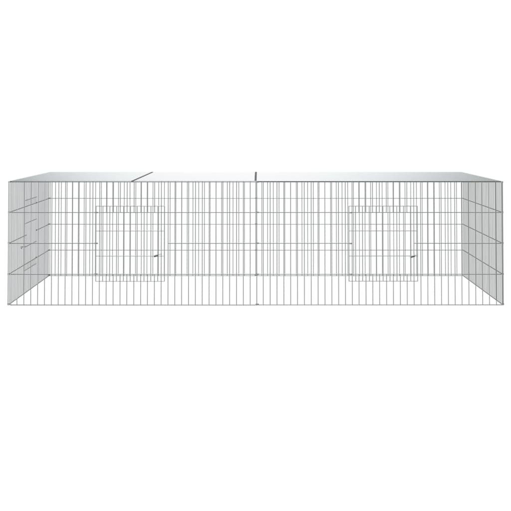 vidaXL Konijnenkooi met 2 panelen 220x110x55 cm gegalvaniseerd ijzer afbeelding