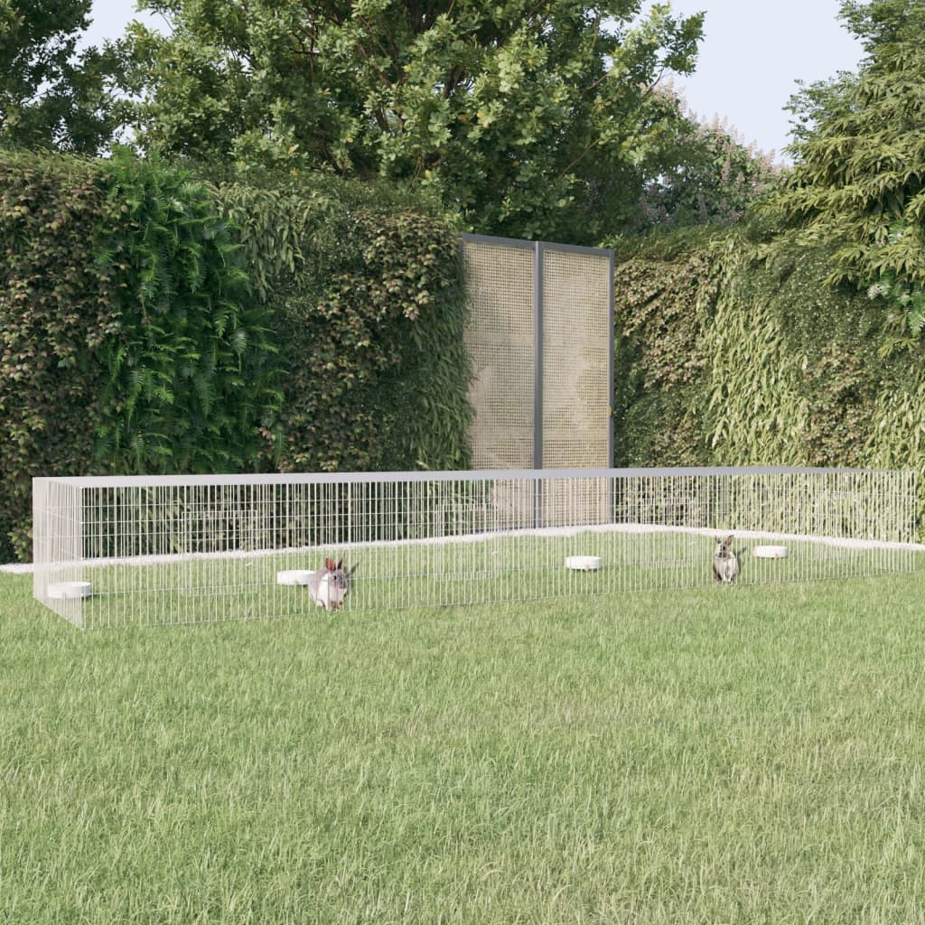 vidaXL Cușcă pentru iepuri, 4 panouri, 325x109x54 cm, fier galvanizat