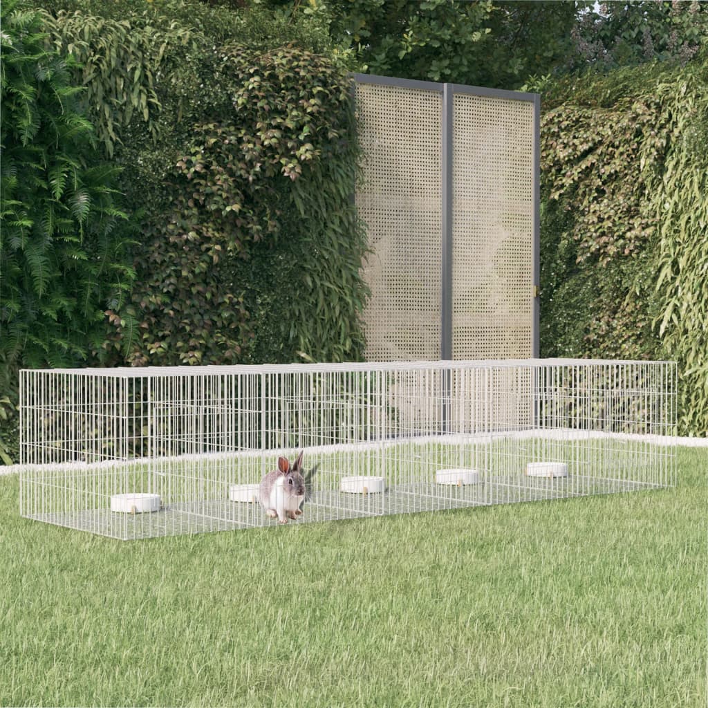 vidaXL Cușcă pentru iepuri, 5 panouri, 217x79x54 cm, fier galvanizat