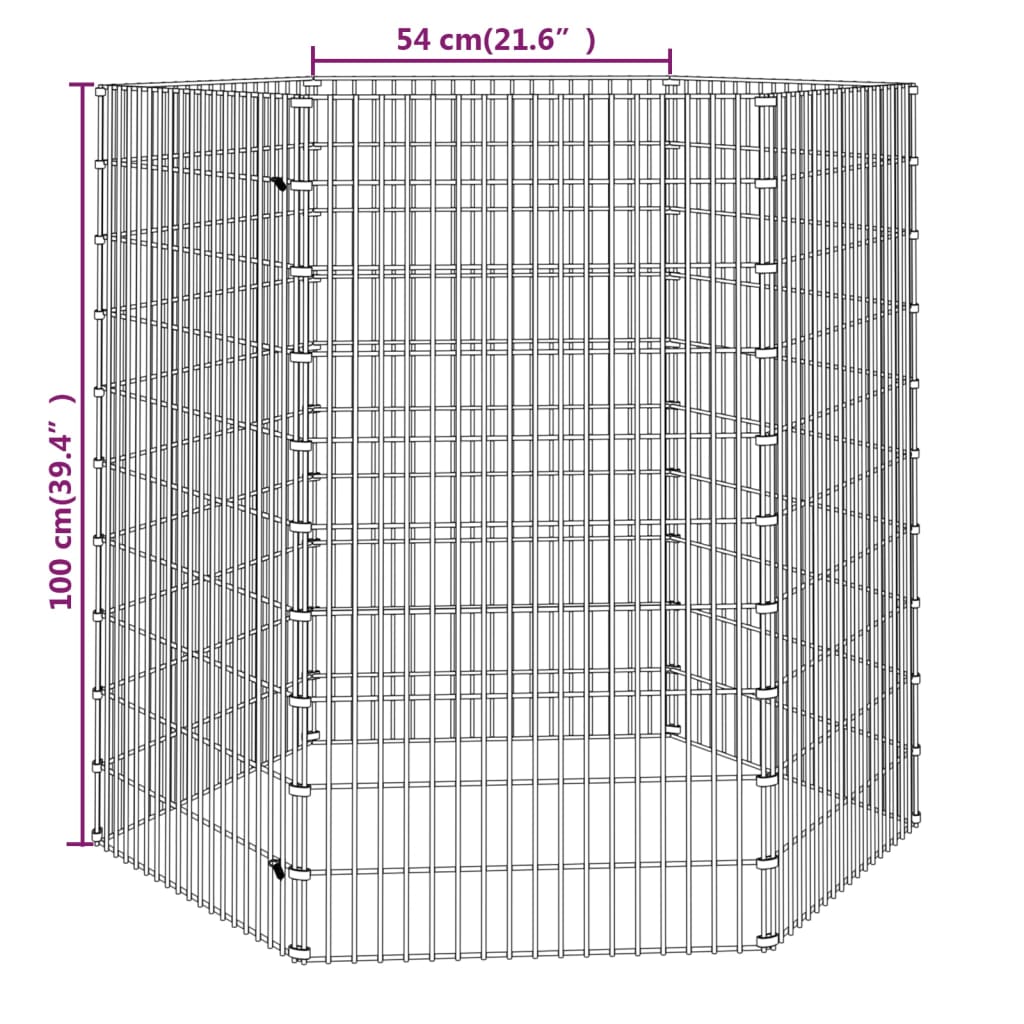 6 paneles horganyzott vas nyúlketrec 54x100 cm 