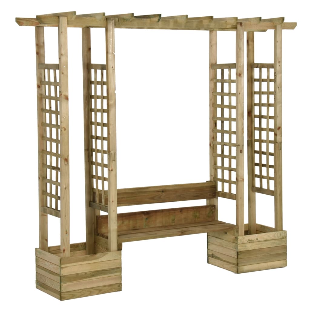 Pergola met bank en plantenbakken geïmpregneerd grenenhout - 24