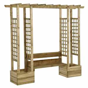 Zahradní pergola s lavicí a truhlíky impregnovaná borovice - obrázek 2