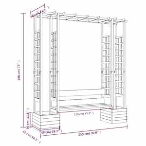 Zahradní pergola s lavicí a truhlíky impregnovaná borovice - obrázek 6