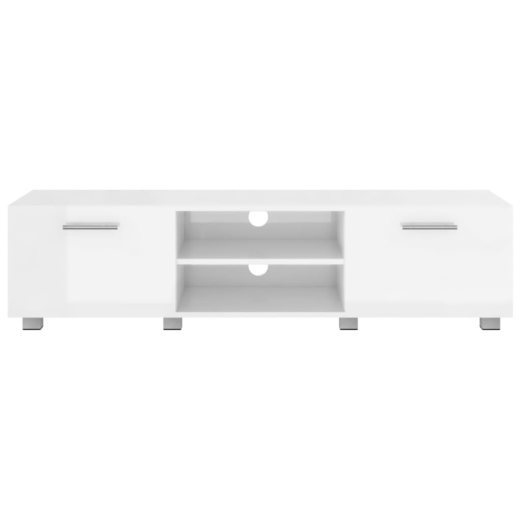 Meuble TV Blanc brillant 140x40x35 cm Bois d’ingénierie | meublestv.fr 4