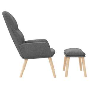 Relaxační křeslo se stoličkou světle šedé textil - obrázek 4