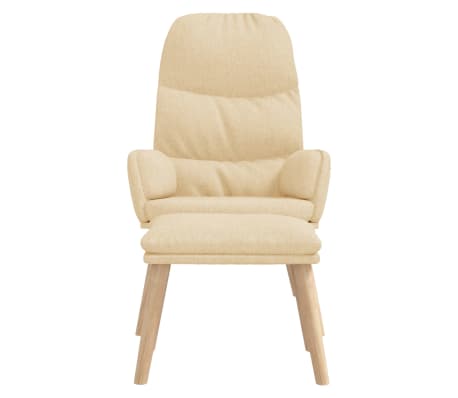 vidaXL Scaun de relaxare cu taburet, crem, textil