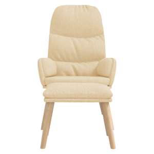 vidaXL Scaun de relaxare cu taburet, crem, textil