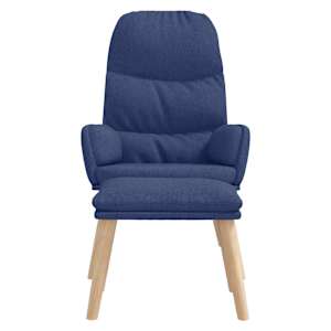 Relaxační křeslo se stoličkou modré textil - obrázek 3