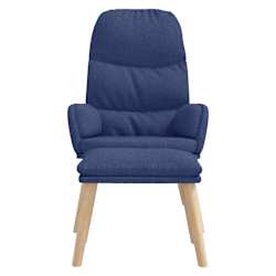 vidaXL Relaxing Chair with a Stool Blue Fabric