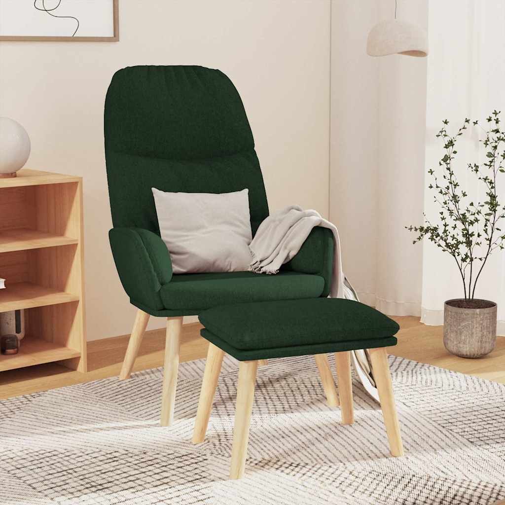 vidaXL Fotel z podn�kiem, ciemnozielony, obity tkanin�