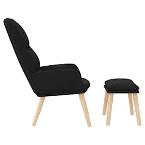 Relaxační křeslo se stoličkou černé textil - obrázek 4