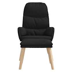 vidaXL Relaxing Chair with a Stool Black Fabric
