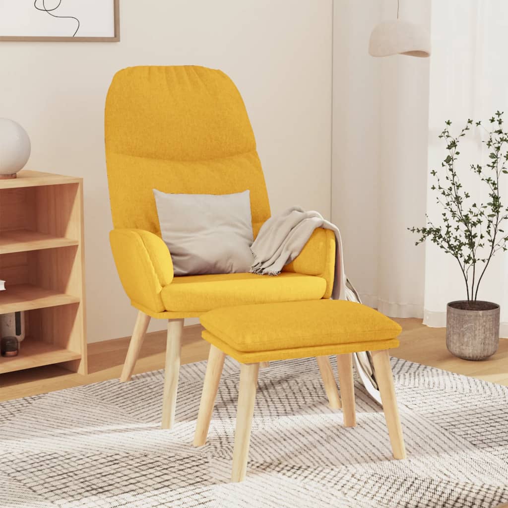 Chaise de détente et repose-pied Jaune moutarde Tissu
