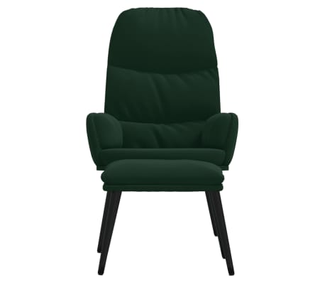 vidaXL Chaise de relaxation avec tabouret Vert foncé Velours