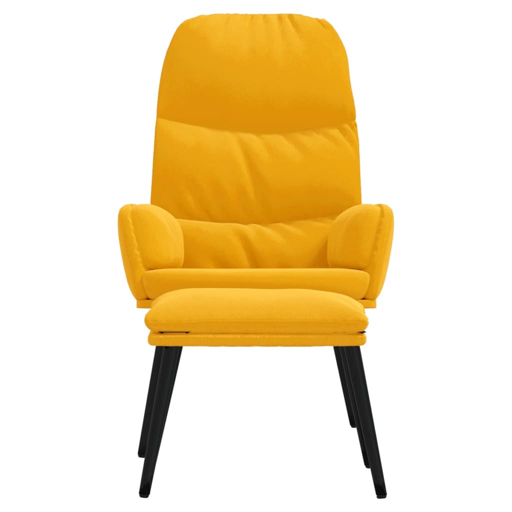 vidaXL Chaise de détente et repose-pied Jaune moutarde Velours