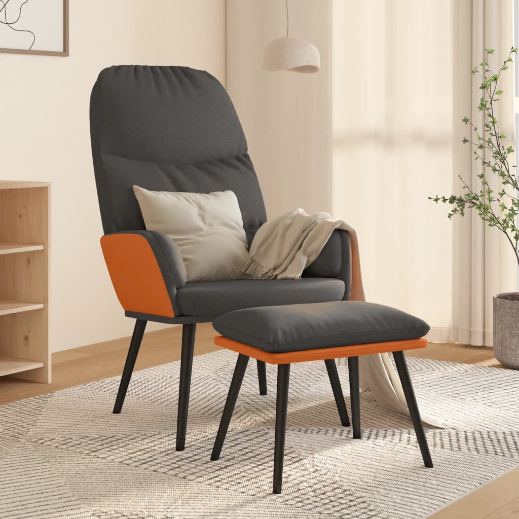vida XL Relaxsessel mit Hocker Dunkelgrau Stoff