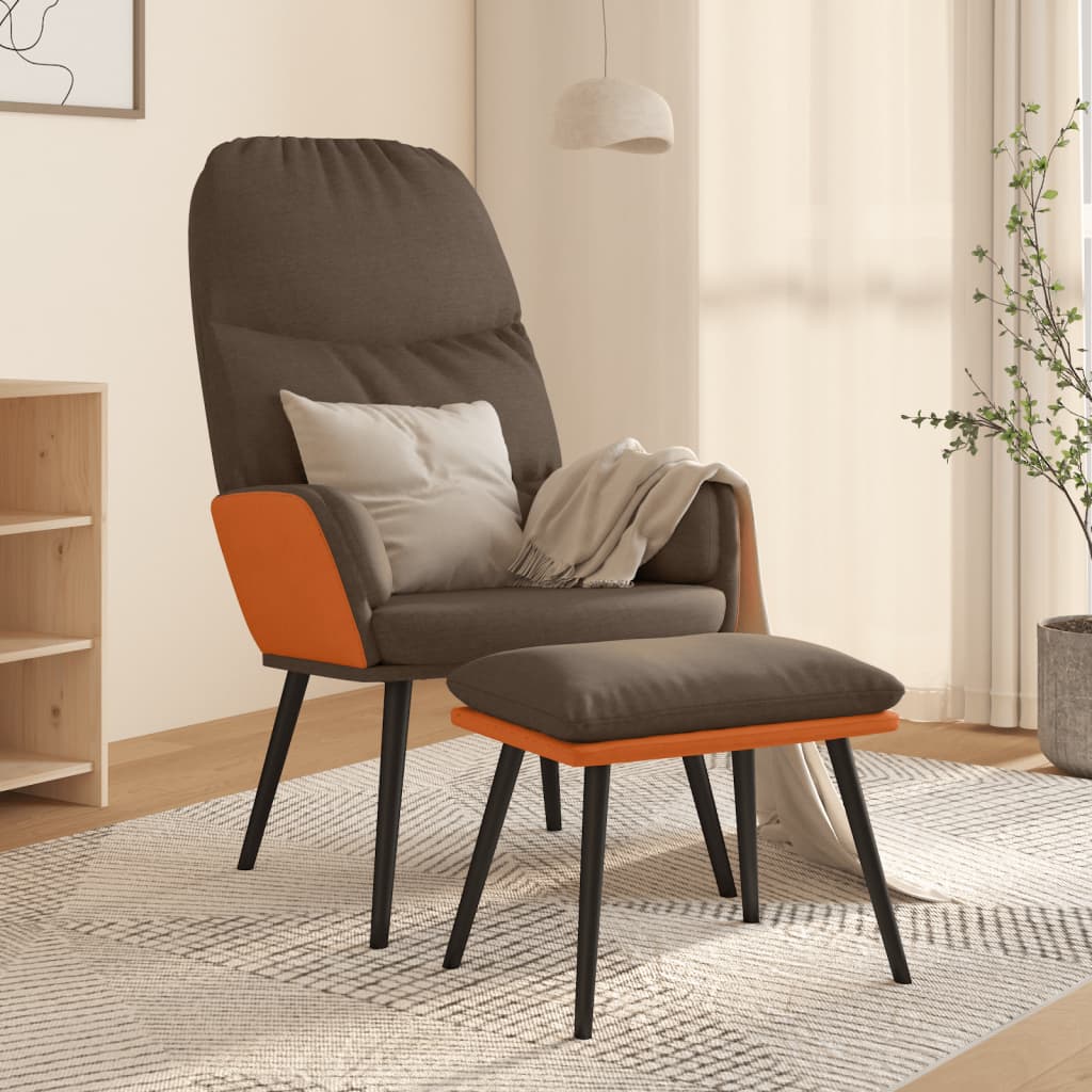 vida XL Relaxsessel mit Hocker Braun Stoff