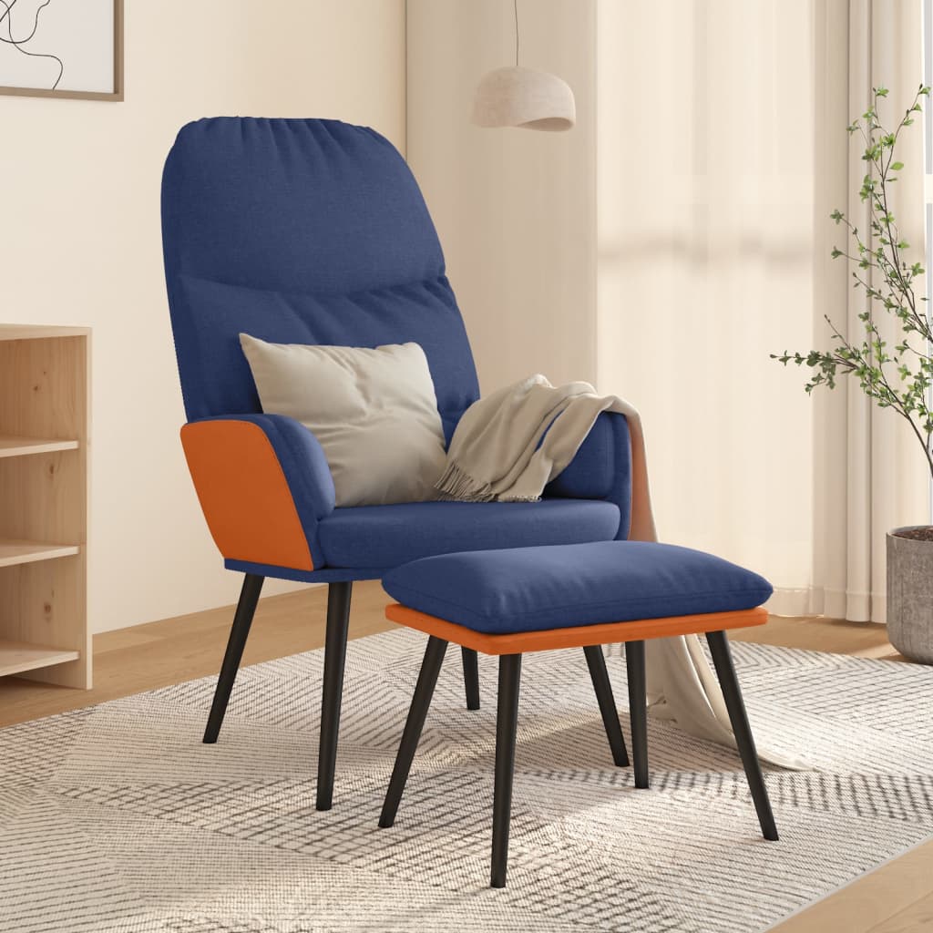 vida XL Relaxsessel mit Hocker Blau Stoff