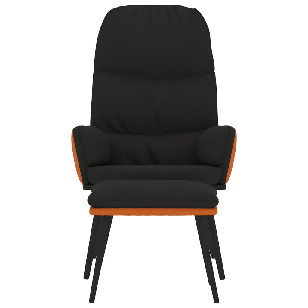 vidaXL Chaise de relaxation avec tabouret Noir Tissu