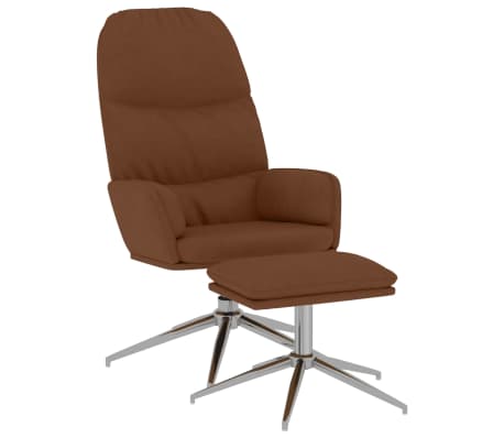 vidaXL Релаксиращ стол с табуретка, кафяв, изкуствена велурена кожа