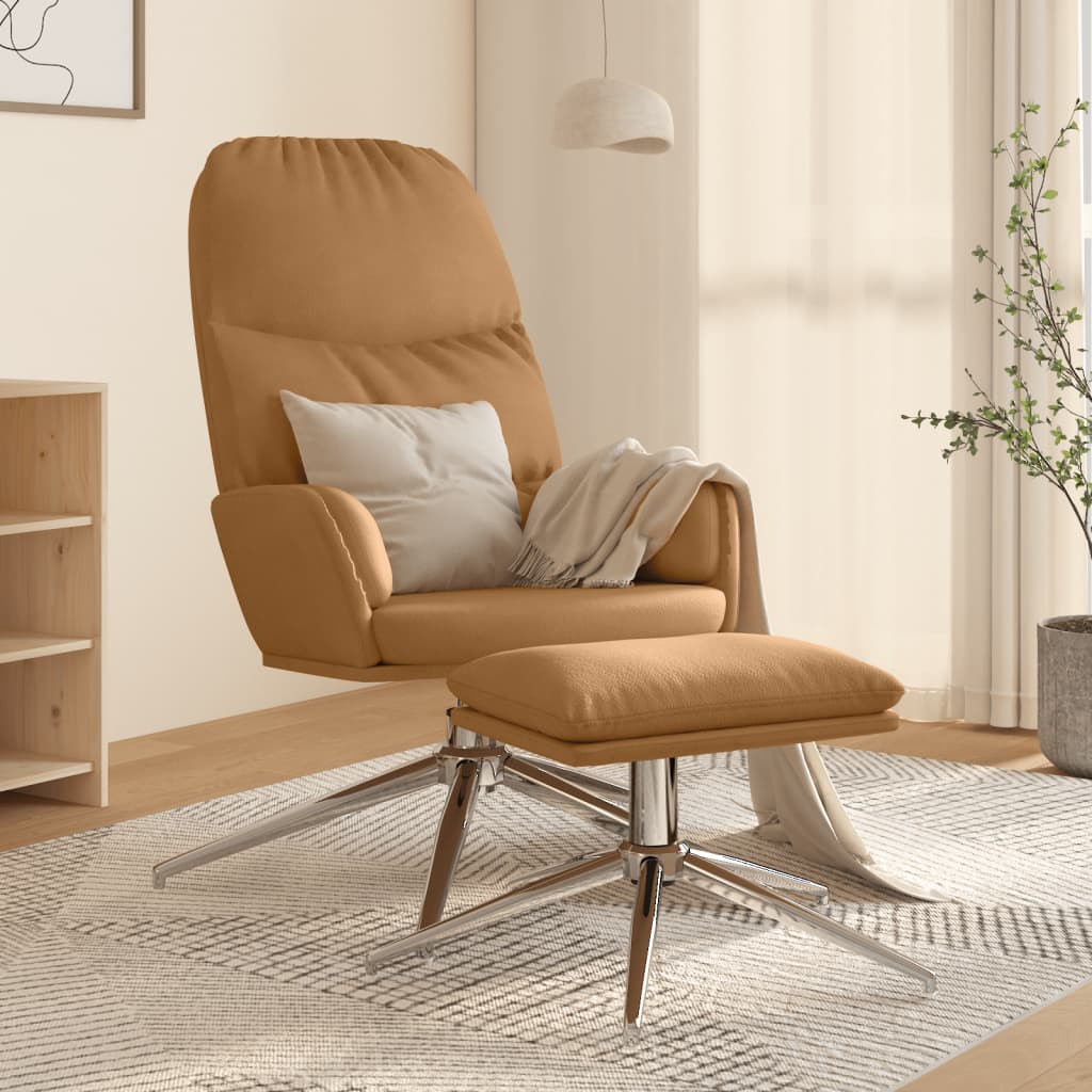 Chaise de relaxation avec tabouret Taupe Similicuir daim