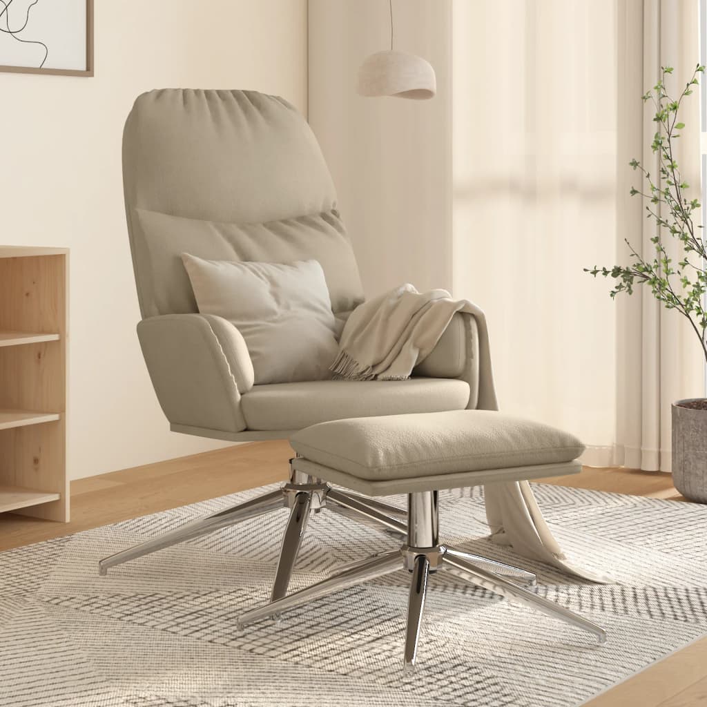 Chaise de relaxation avec tabouret Gris clair Similicuir daim