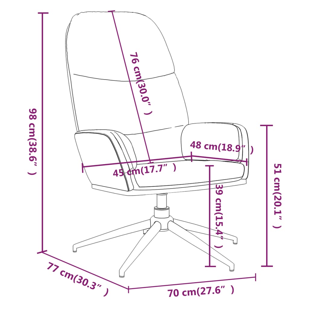 Scaun de relaxare cu taburet, alb crem, imitație piele întoarsă