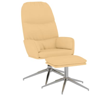 vidaXL Chaise de relaxation avec tabouret Blanc crème Similicuir daim