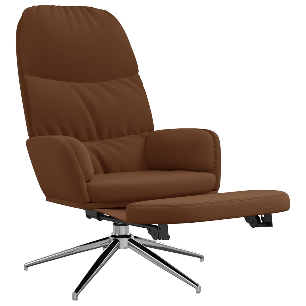 vidaXL Релаксиращ стол с опора за крака кафяв изкуствена велурена кожа