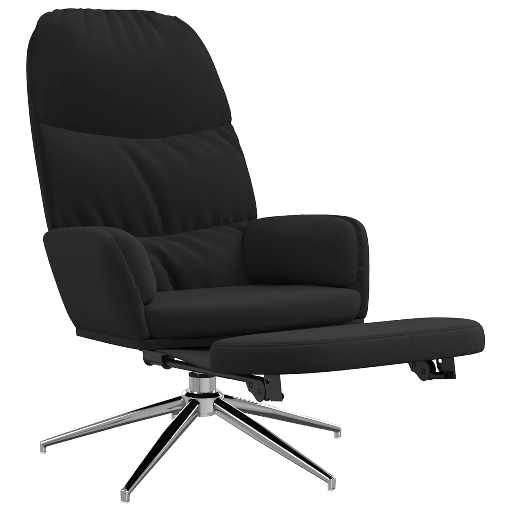 vidaXL Chaise de relaxation avec repose-pied Noir Similicuir daim