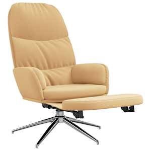 vidaXL Cadeira descanso c/ apoio p/ p&eacute;s camur&ccedil;a artificial branco nata