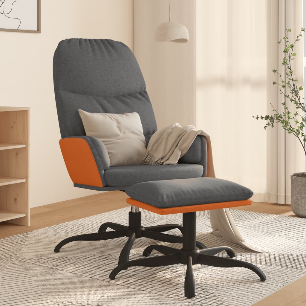 Chaise de relaxation avec tabouret Gris clair Tissu