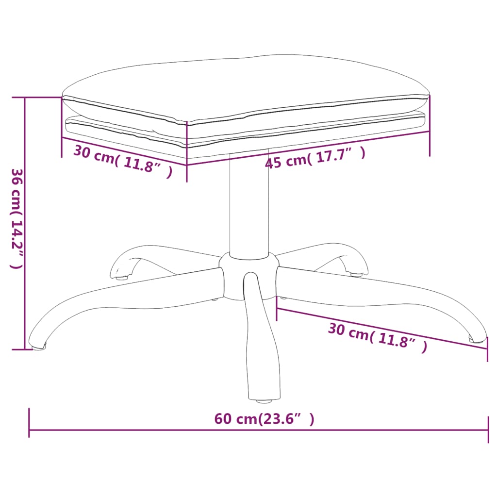 Scaun de relaxare cu taburet, crem, textil