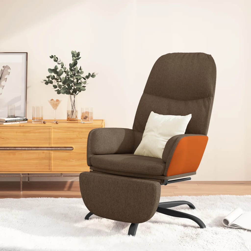 Vidaxl Scaun De Relaxare Cu Taburet, Maro, Material Textil