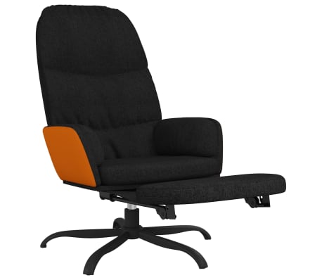vidaXL Scaun de relaxare cu taburet, negru, material textil