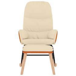 vidaXL Rocking Chair with a Stool Cream White Fabric