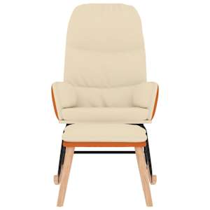 vidaXL Люлеещ стол с табуретка, кремавобял, Плат