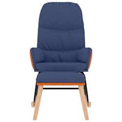 vidaXL Rocking Chair with a Stool Blue Fabric