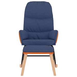 vidaXL Chaise &agrave; bascule avec repose-pied Bleu Tissu