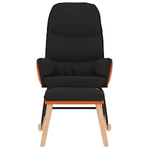 Houpací křeslo se stoličkou černé textil - obrázek 3