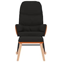 vidaXL Rocking Chair with a Stool Black Fabric