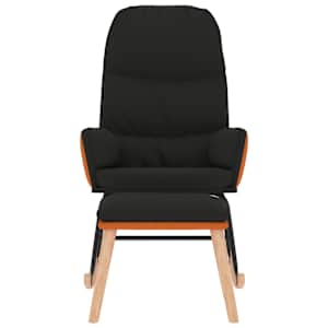 vidaXL Scaun balansoar cu taburet, negru, textil
