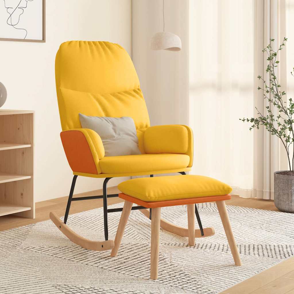 vidaXL Fotel bujany z podn�kiem, musztardowy, obity tkanin�
