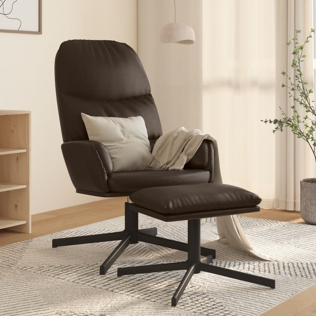 vida XL Relaxsessel mit Hocker Braun Kunstleder