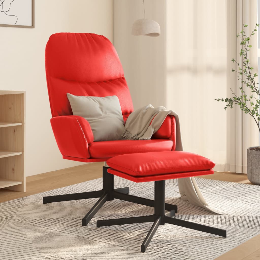 Chaise de relaxation avec tabouret Rouge Similicuir