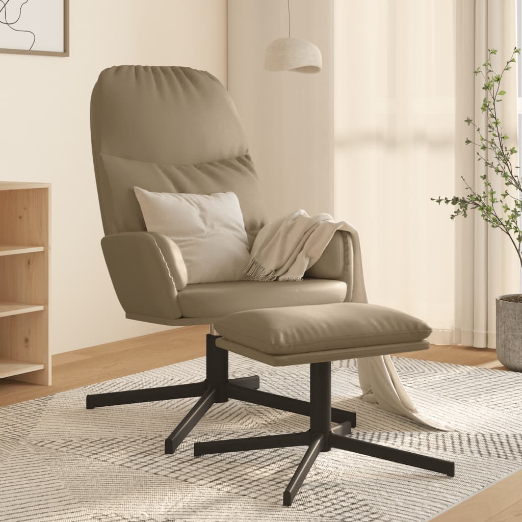 Chaise de relaxation avec tabouret Cappuccino Similicuir