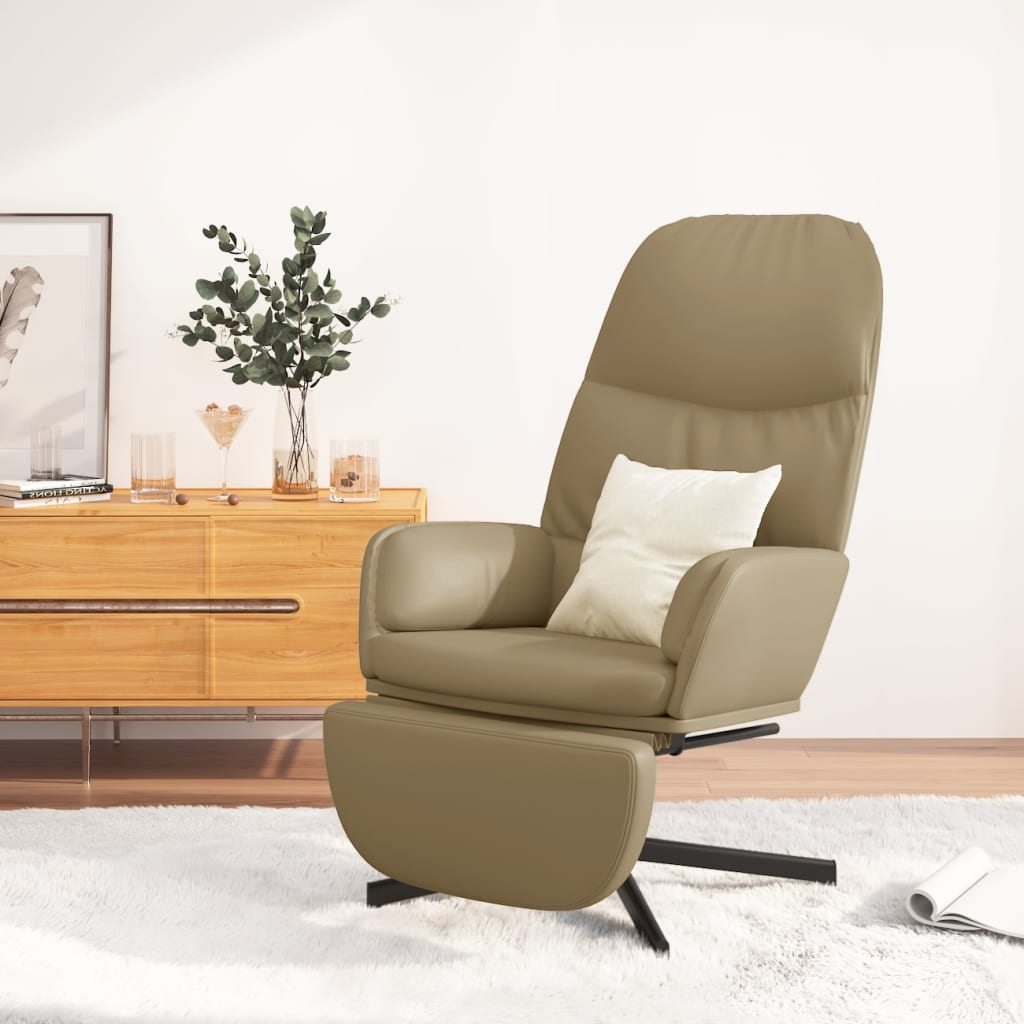 vidaXL Scaun de relaxare cu taburet, cappuccino, piele ecologică