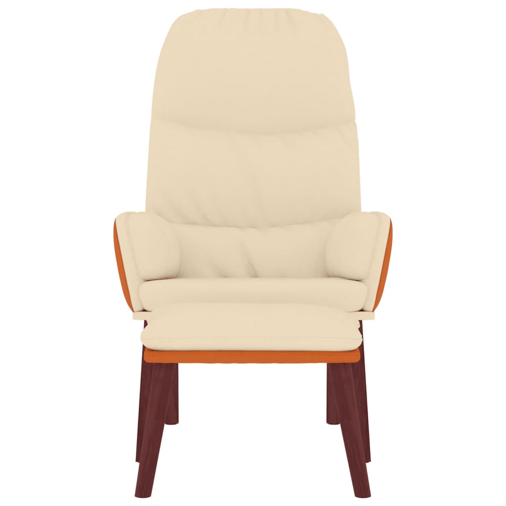 Scaun de relaxare cu taburet, crem, textil